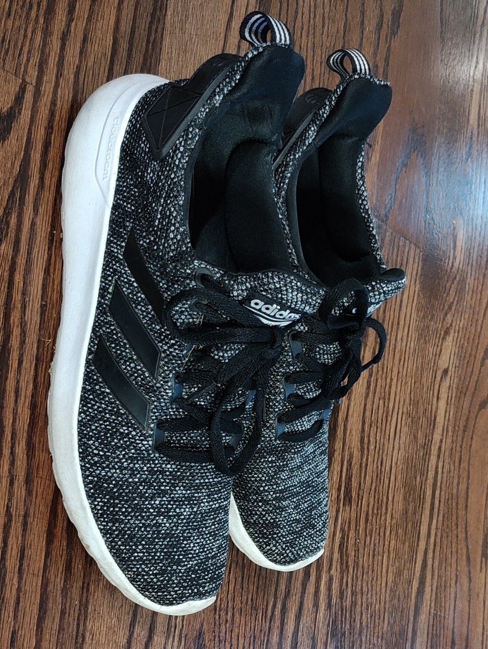 adidas Men’s Black & White Knit Athletic Sneakers